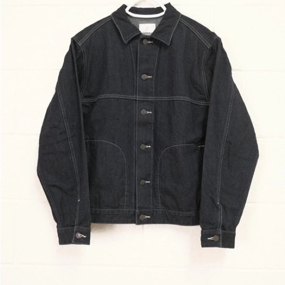 Other - Men's Black Denim Jacket - Classic Button-Up Trucker